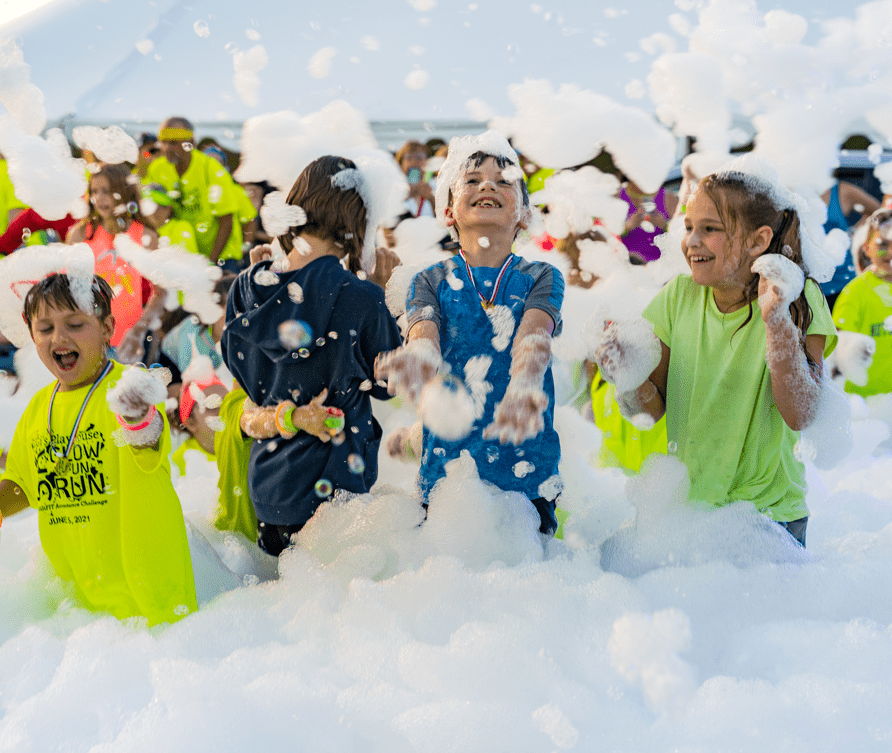 Kids having fun with foam in Montgomery County, PA.